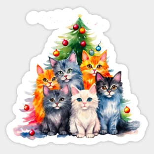 Cat Christmas Tree Sticker